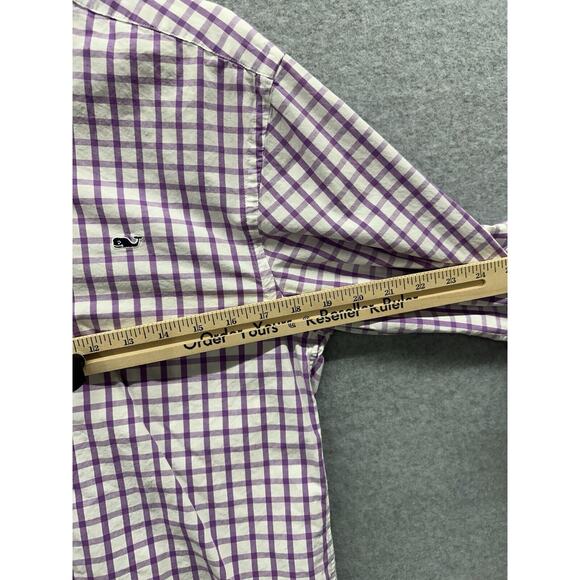 Vineyard Vines Whale Shirt Mens Size Small Long Sleeve Purple Plaid Pastel S - Picture 5 of 7